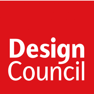 Red square with the words "Design Council" in bold white letters.