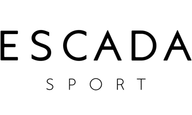 Sure, here is the description with British English spellings:

"ESCADA SPORT logo in black text on a transparent background.