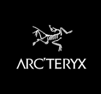 Black background with a white skeletal figure resembling a bird above the text "ARC'TERYX" in capital letters.