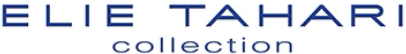 The image shows text that reads "ELIE TAHARI collection" in blue uppercase and lowercase letters on a white background.