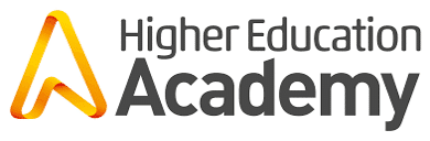 Logo of the Higher Education Academy with an orange and yellow triangular abstract shape to the left and the text "Higher Education Academy" to the right.