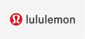 Lululemon logo with a white background. The logo features a stylised white "A" within a red circle, next to the brand name "lululemon" in black text.