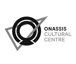 Logo of the Onassis Cultural Centre featuring black geometric shapes overlapping with the centre text, "ONASSIS CULTURAL CENTRE" written in uppercase adjacent to the design.