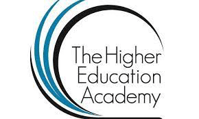 Logo of The Higher Education Academy featuring blue and black curved lines forming a partial circle around the text.