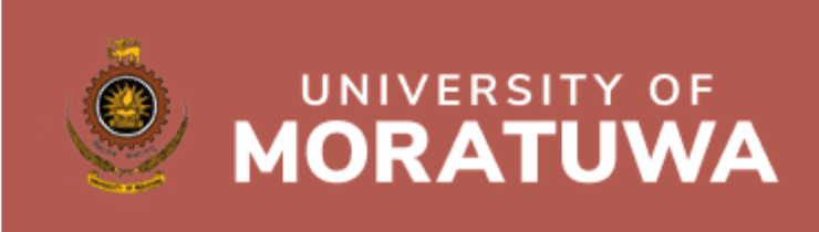 ### Logo of the University of Moratuwa

#### Description
- **Background Colour**: Red
- **Emblem Position**: Left side
- **Text Position**: Right side

The logo features:
1. The university emblem located on the left.
2. The text "University of Moratuwa" written in British English spellings on the right.

This design combines the visual identity and corporate colours of the University of Moratuwa to create a clear and recognizable logo.