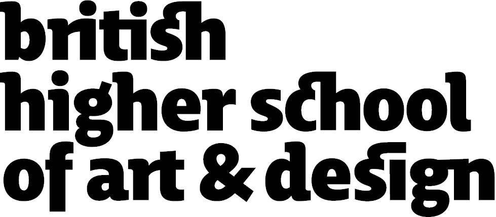 The image shows the logo for the British Higher School of Art & Design in bold, black lowercase letters on a white background.