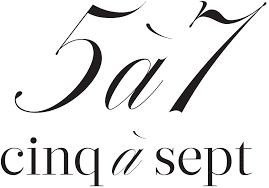 Stylized black text reads "5 à 7" above "cinq à sept" on a white background, using an elegant serif font.