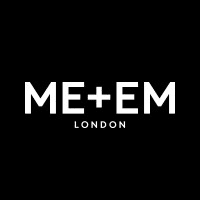 White text on a black background reads "ME+EM" in large letters, with "LONDON" in smaller letters below.