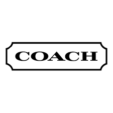 Black and white Coach logo with bold uppercase letters inside a decorative rectangular frame.